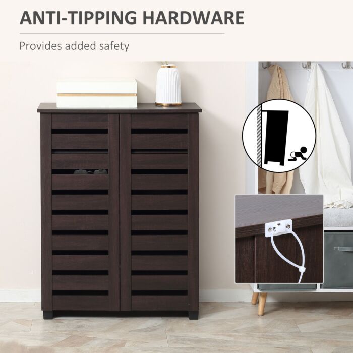 Homcom 5-tier Narrow Shoe Cabinet With Adjustable Shelves - Dark Brown
