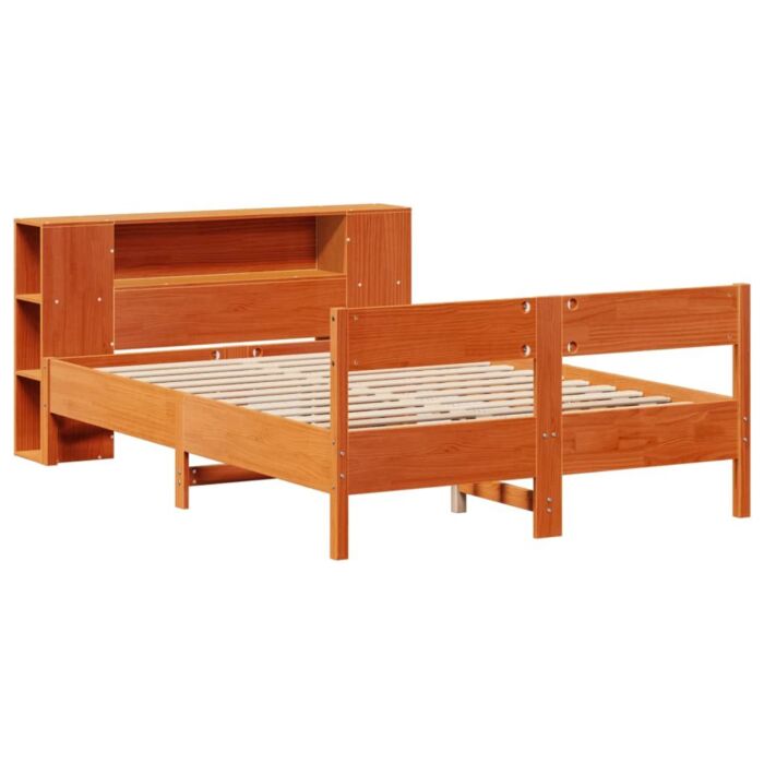 Vidaxl Bookcase Bed Without Mattress Wax Brown 140x190cm Solid Wood Pine