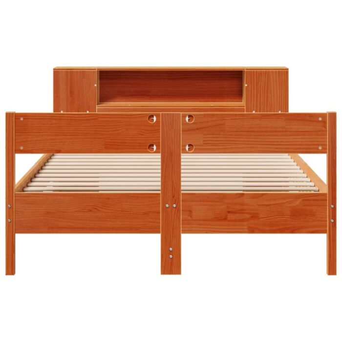Vidaxl Bookcase Bed Without Mattress Wax Brown 140x190cm Solid Wood Pine