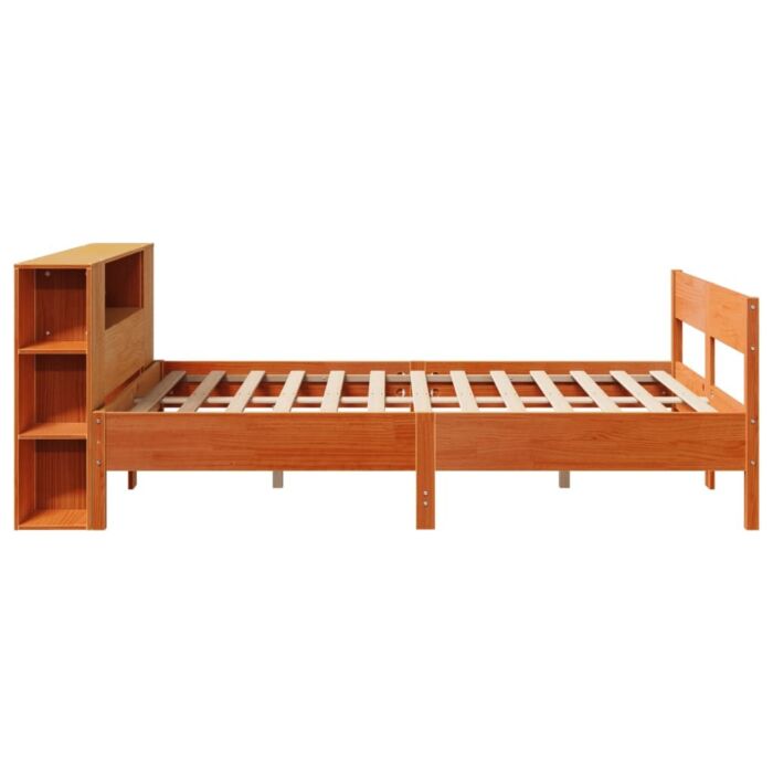 Vidaxl Bookcase Bed Without Mattress Wax Brown 140x190cm Solid Wood Pine
