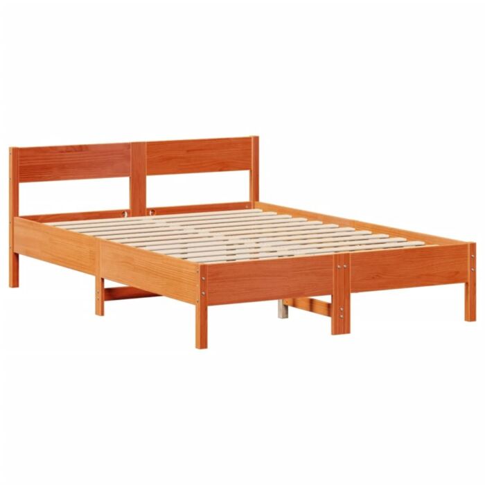 Vidaxl Bookcase Bed Without Mattress Wax Brown 140x190cm Solid Wood Pine