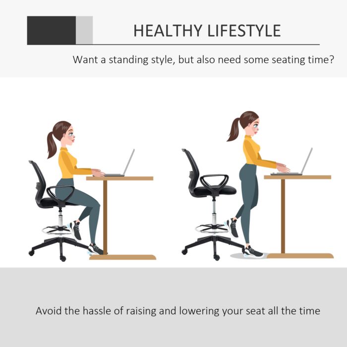 Vinsetto Ergonomic Mesh Back Drafting Chair Tall Office Chair With Adjustable Height And Footrest 360° Swivel