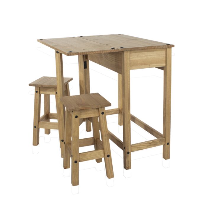 Corona Breakfast Drop Leaf Table & 2 Stools Set
