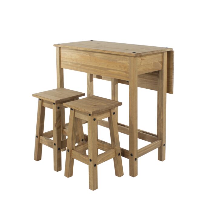 Corona Breakfast Drop Leaf Table & 2 Stools Set