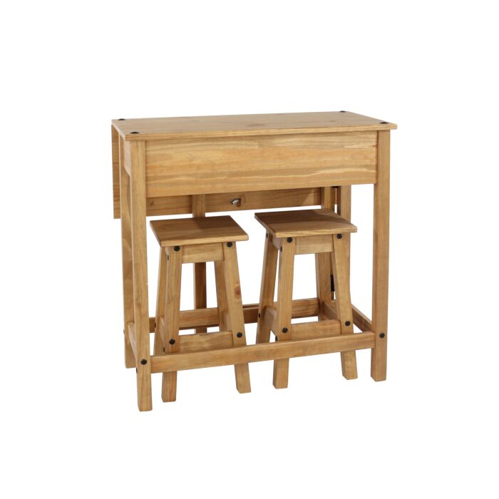 Corona Breakfast Drop Leaf Table & 2 Stools Set
