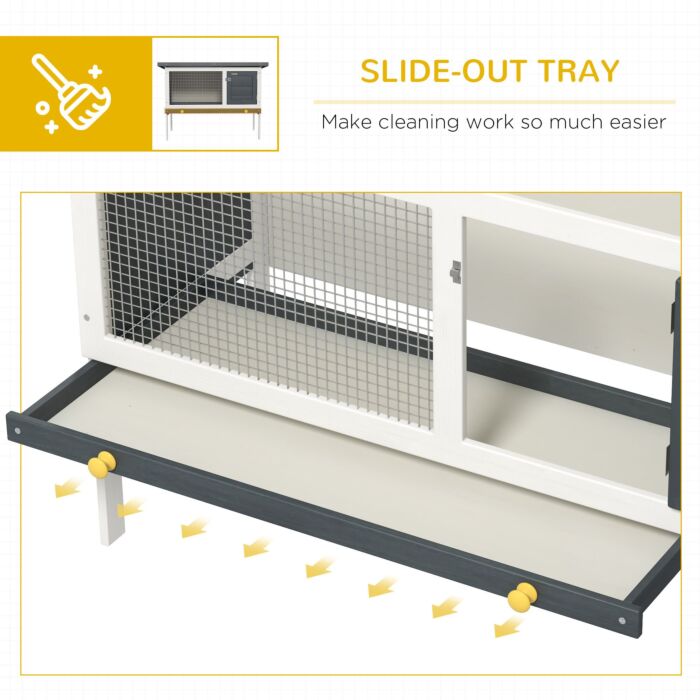 Pawhut Wooden Pet House Rabbit Hutch Bunny Cage Small Animal Habitat With Dropping Tray Lockable Door Openable Water-resistant Asphalt Roof, Black