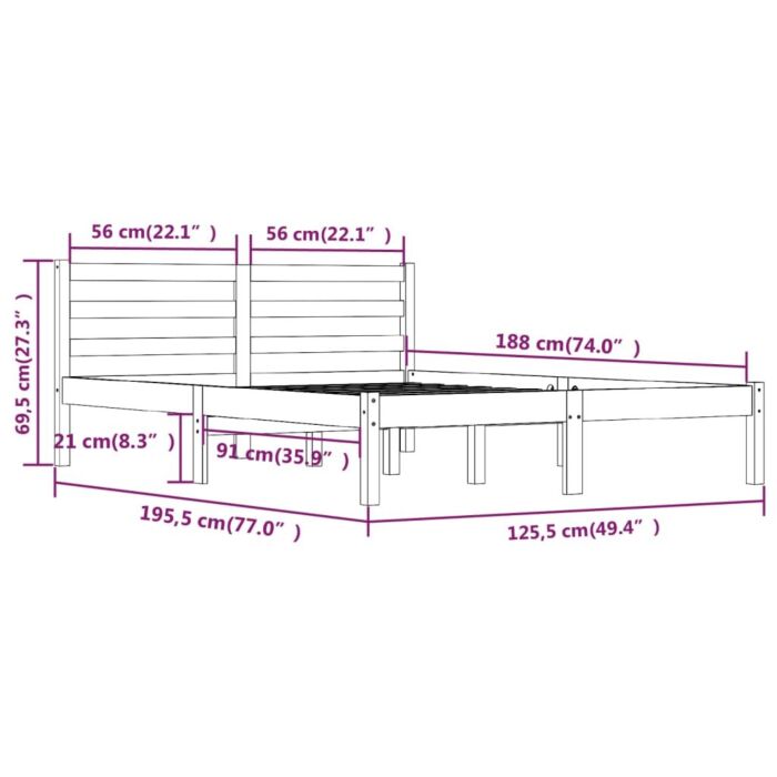 Vidaxl Bed Frame Without Mattress 120x190cm White Small Double