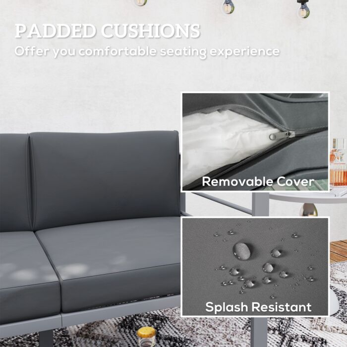 Outsunny Two-seater Aluminium Garden Sofa - Grey