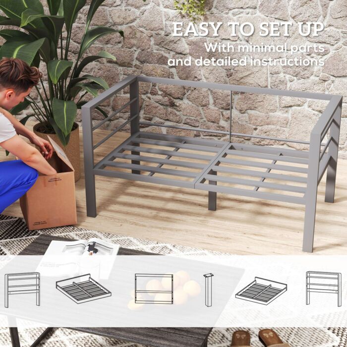 Outsunny Two-seater Aluminium Garden Sofa - Grey