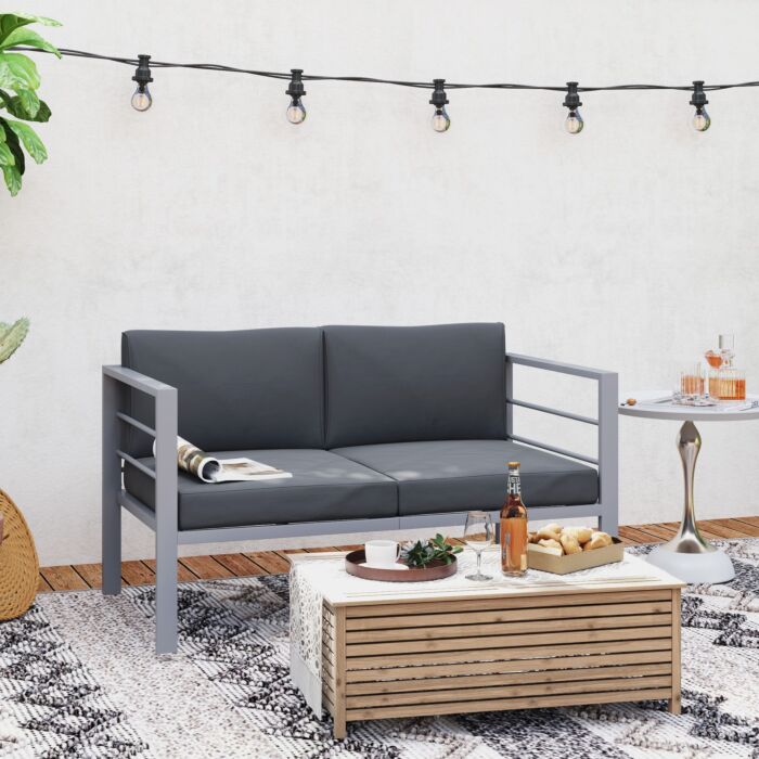 Outsunny Two-seater Aluminium Garden Sofa - Grey