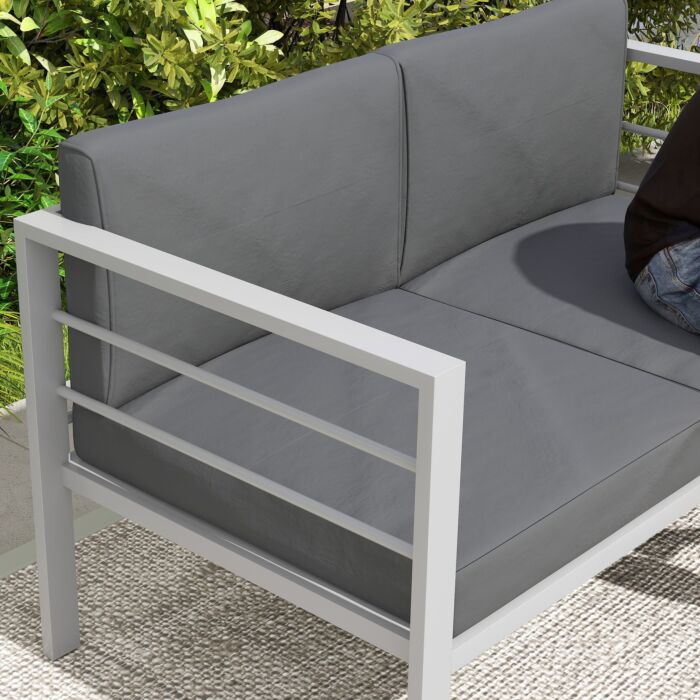 Outsunny Two-seater Aluminium Garden Sofa - Grey