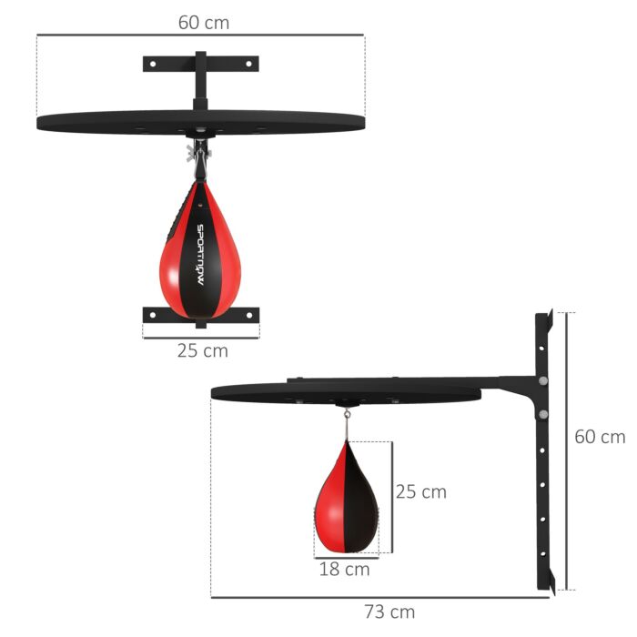 Sportnow Wall Mounted Speed Bag Platform, Height Adjustable Punching Bag Training Kit