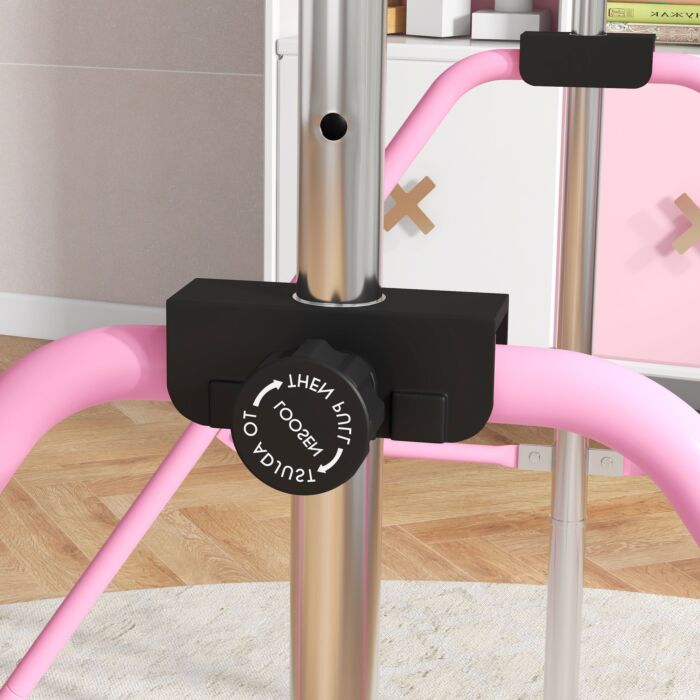 Homcom Adjustable Height, Foldable Kids Gymnastics Bar W/ Non-slip Mats, For 3+ Years, Pink