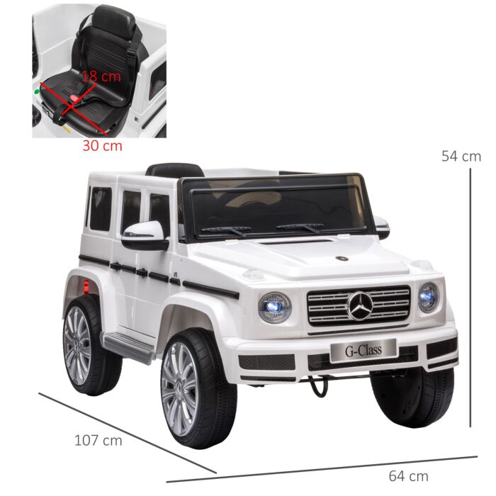 Homcom Compatible 12v Battery-powered Kids Electric Ride On Car Mercedes Benz G500 Toy With Parental Remote Control Music Lights