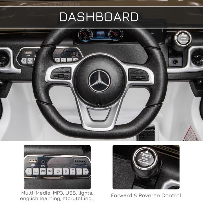 Homcom Compatible 12v Battery-powered Kids Electric Ride On Car Mercedes Benz G500 Toy With Parental Remote Control Music Lights