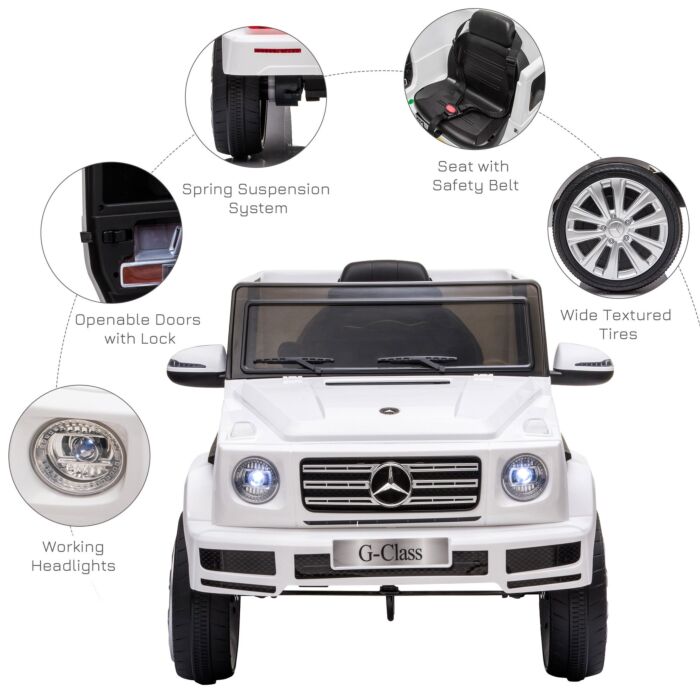 Homcom Compatible 12v Battery-powered Kids Electric Ride On Car Mercedes Benz G500 Toy With Parental Remote Control Music Lights