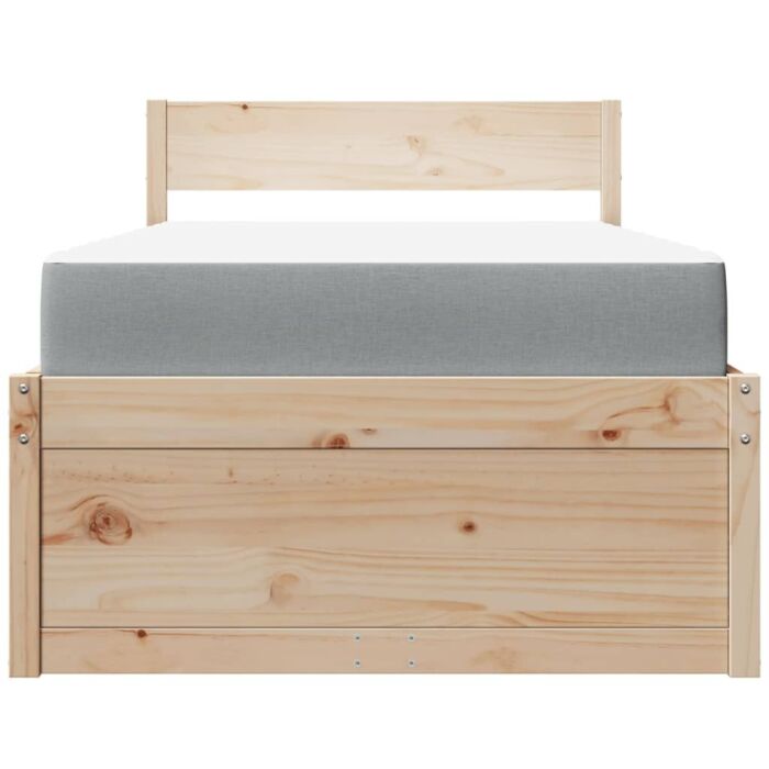 Vidaxl Bed With Drawers And Mattress 90x190 Cm Single Solid Wood Pine