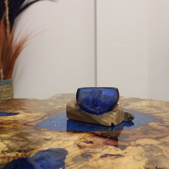 Tamarind And Resin Coffee Table - Sky Blue