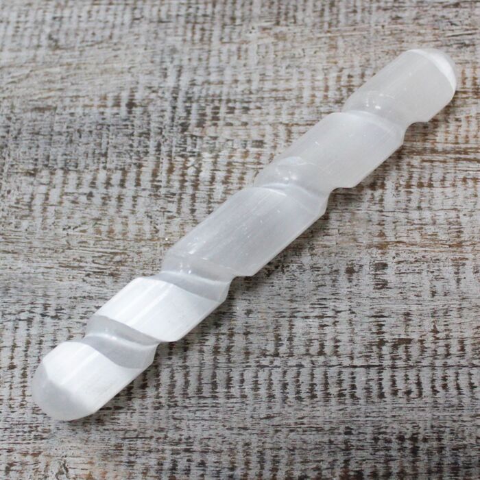 Selenite Spiral Wand - 16 Cm ( Round Both Ends)