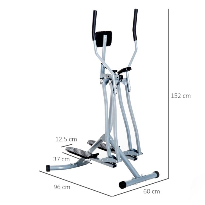 Homcom Cross Trainer Elliptical Machine Air Walker With Lcd For Home Gym, Silver And Black
