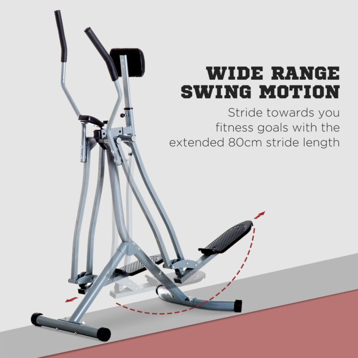 Homcom Cross Trainer Elliptical Machine Air Walker With Lcd For Home Gym, Silver And Black