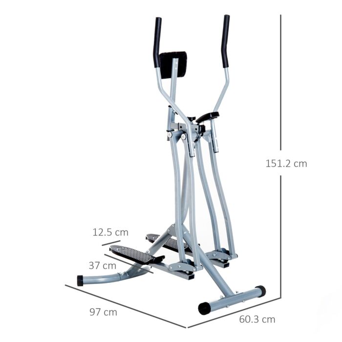 Homcom Cross Trainer Elliptical Machine Air Walker With Lcd For Home Gym, Silver And Black