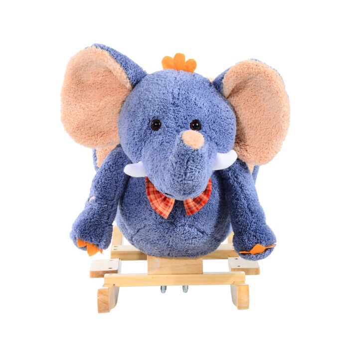 Homcom Children Kids Rocking Horse Toys Plush Elephant Rocker Seat With Sound Toddler Baby Gift Blue
