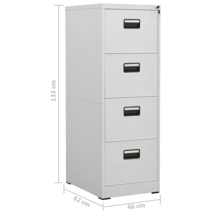 Vidaxl Filing Cabinet Light Grey 46x62x133 Cm Steel