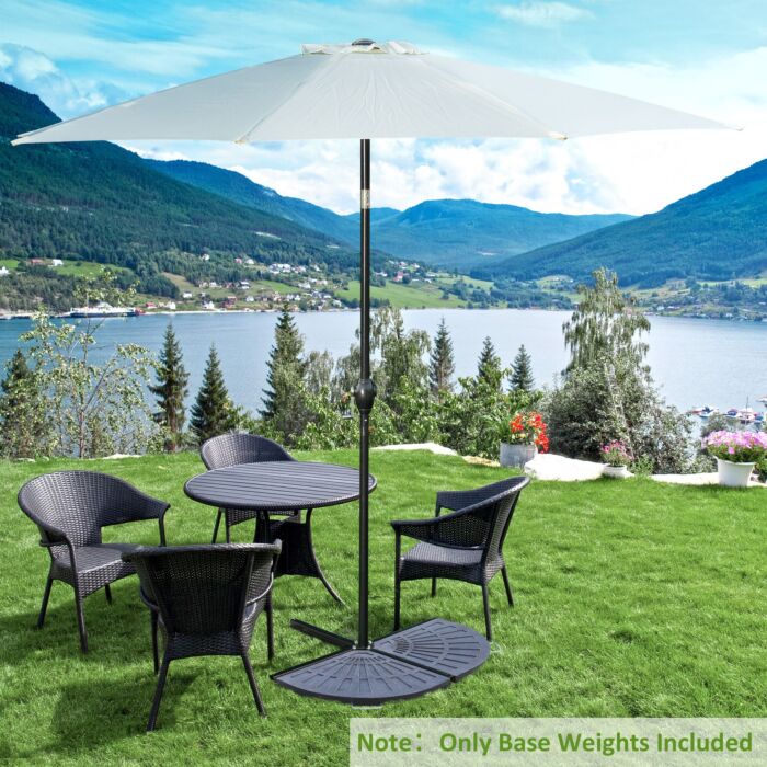 Outsunny 2pc Flabelliform Parasol Base Resin Umbrella Stand Weights For Cantilever Parasol With Handles, Bronze