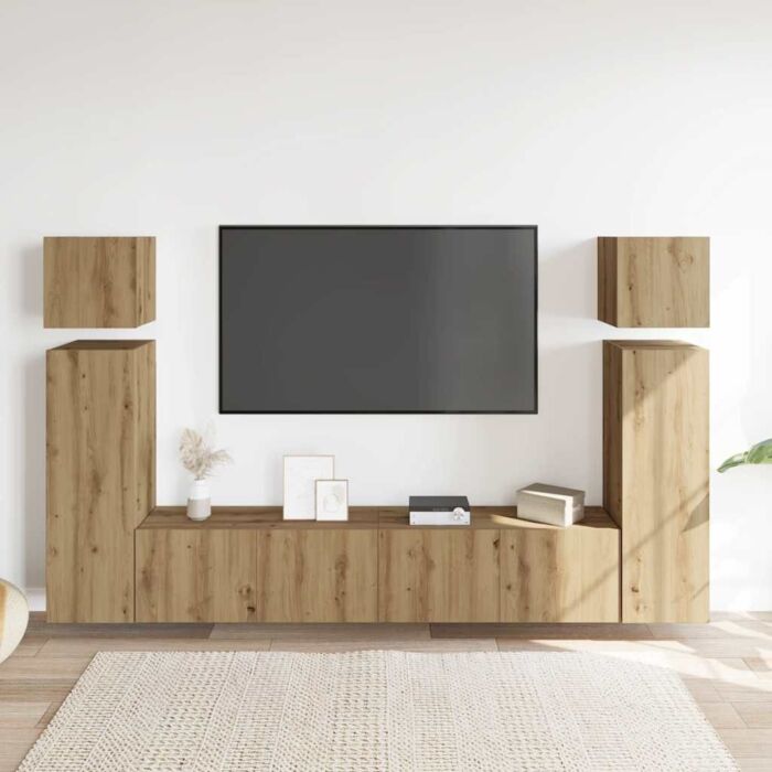 Vidaxl 8 Piece Tv Cabinet Set Wall-mounted Artisan Oak Engineered Wood