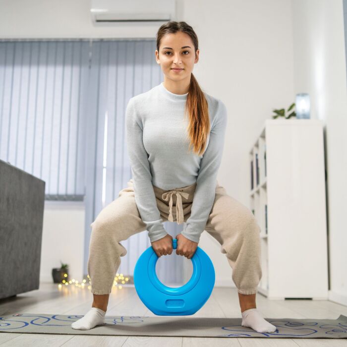 Sportnow 10kg Kettlebell, Soft Kettle Bell With Wide Handle For Home Gym Weight Lifting And Strength Training, Light Blue