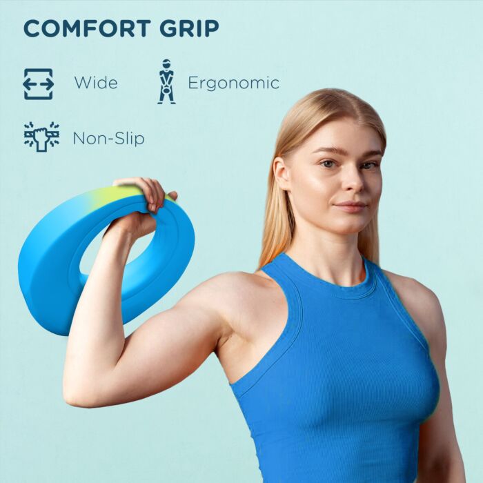 Sportnow 10kg Kettlebell, Soft Kettle Bell With Wide Handle For Home Gym Weight Lifting And Strength Training, Light Blue