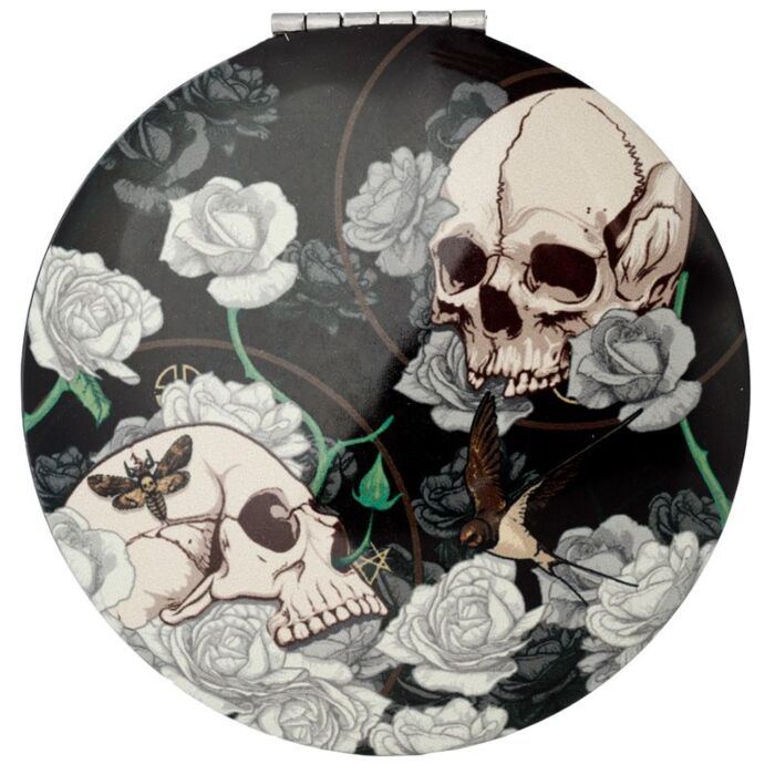 Compact Mirror - Skulls And Roses
