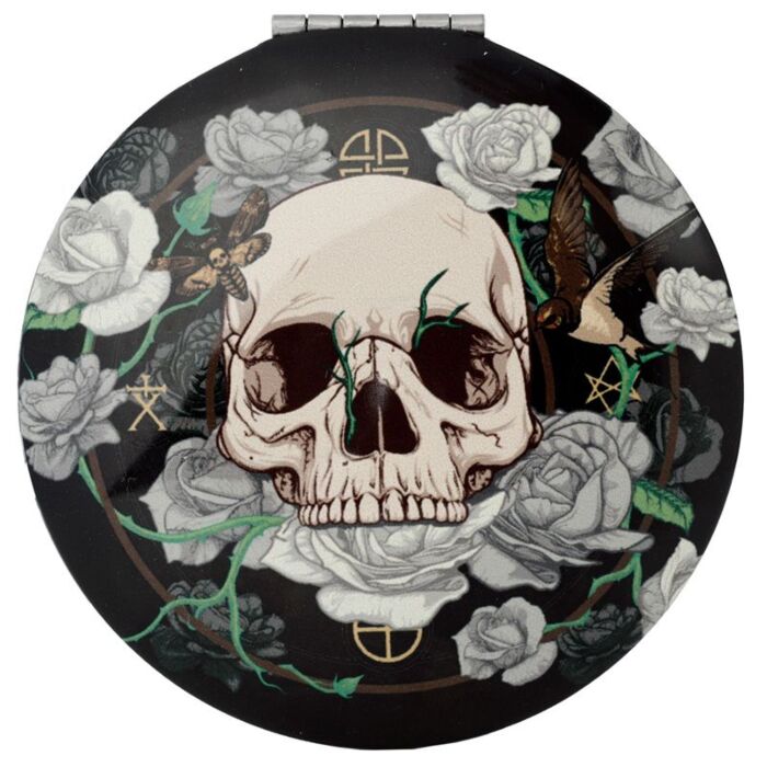 Compact Mirror - Skulls And Roses