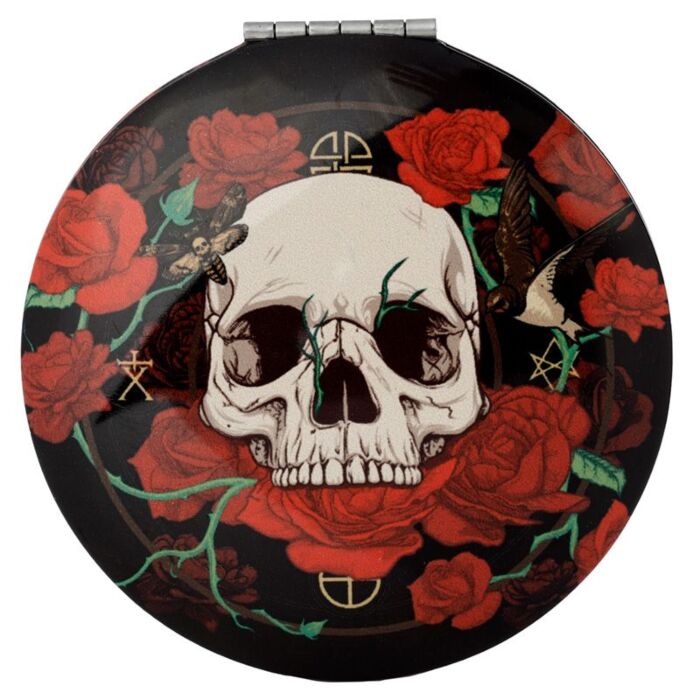 Compact Mirror - Skulls And Roses