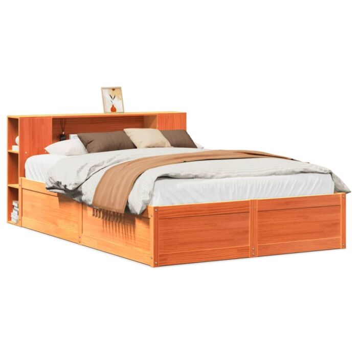 Vidaxl Bed Frame Without Mattress Wax Brown 140x190 Cm Solid Wood Pine