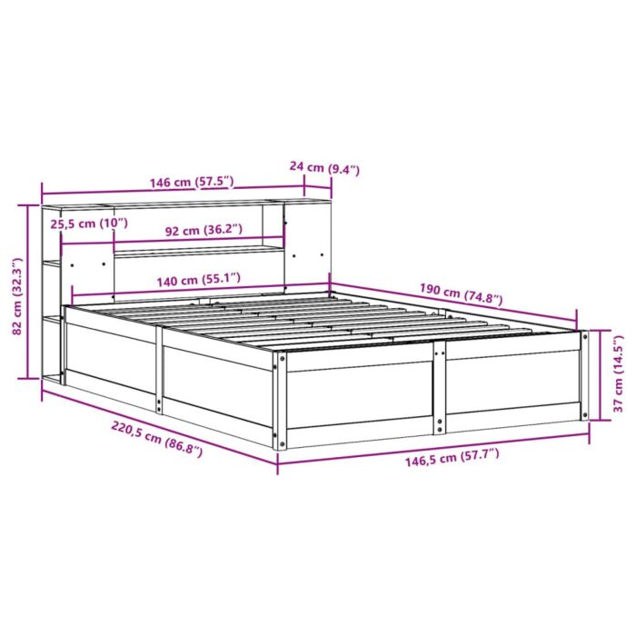 Vidaxl Bed Frame Without Mattress Wax Brown 140x190 Cm Solid Wood Pine