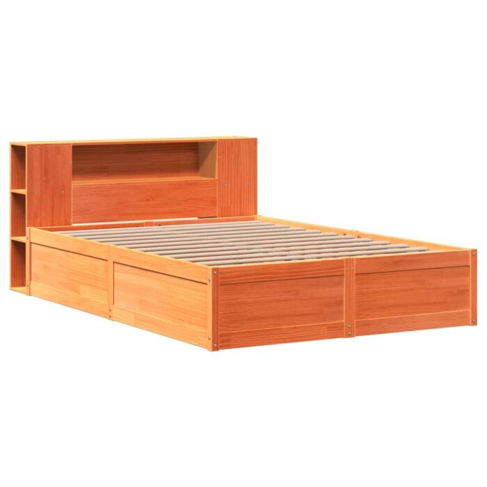 Vidaxl Bed Frame Without Mattress Wax Brown 140x190 Cm Solid Wood Pine