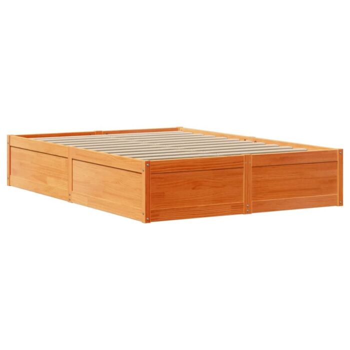 Vidaxl Bed Frame Without Mattress Wax Brown 140x190 Cm Solid Wood Pine