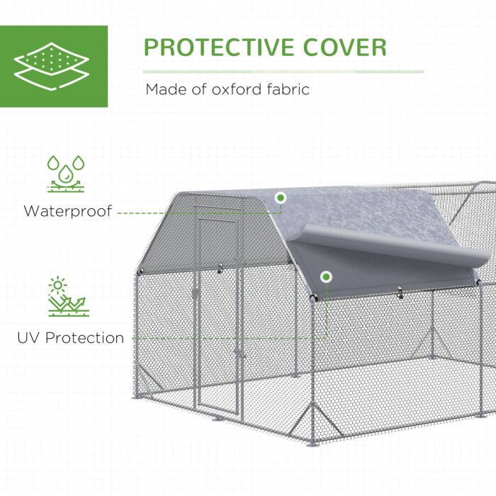 Pawhut Chicken Run With Roof, Walk In Chicken Coop Run Cage For 10-12 Chickens, Hen House Duck Pen Outdoor, 380x280x195 Cm