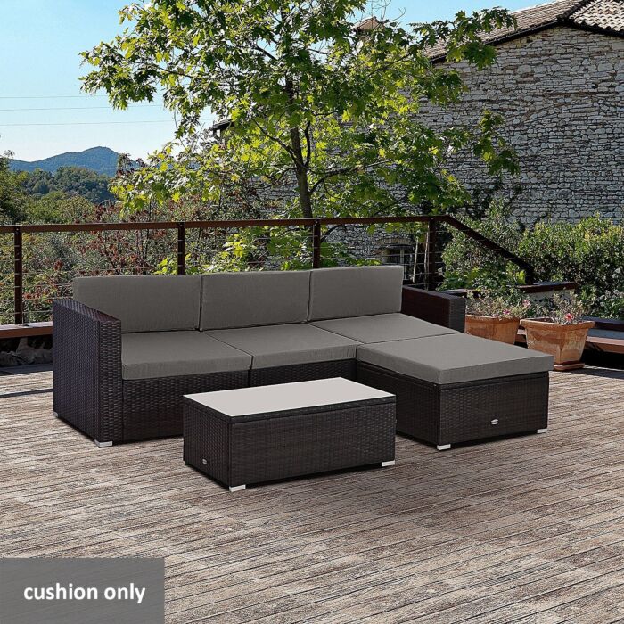 Outsunny Pads For Outdoor Furniture, 7 Piece Garden Furniture Cushions, Patio Conversation Set Cushions, Lightweight, Grey