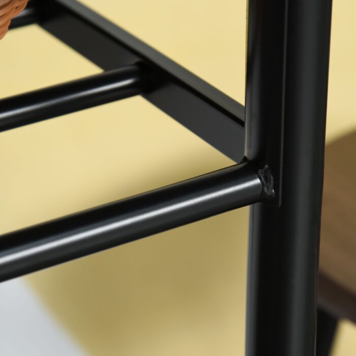 Homcom Bar Table Set, Bar Set-1 Bar Table And 2 Stools With Metal Frame Footrest And Storage Shelf, For Kitchen, Pub, Cafe, Black And Oak