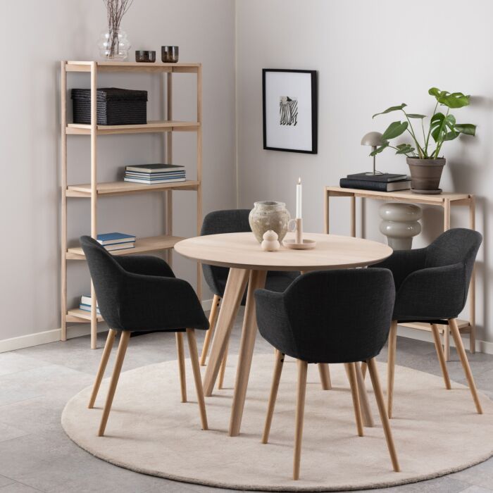 Townsville Round Dining Table In White And Oak