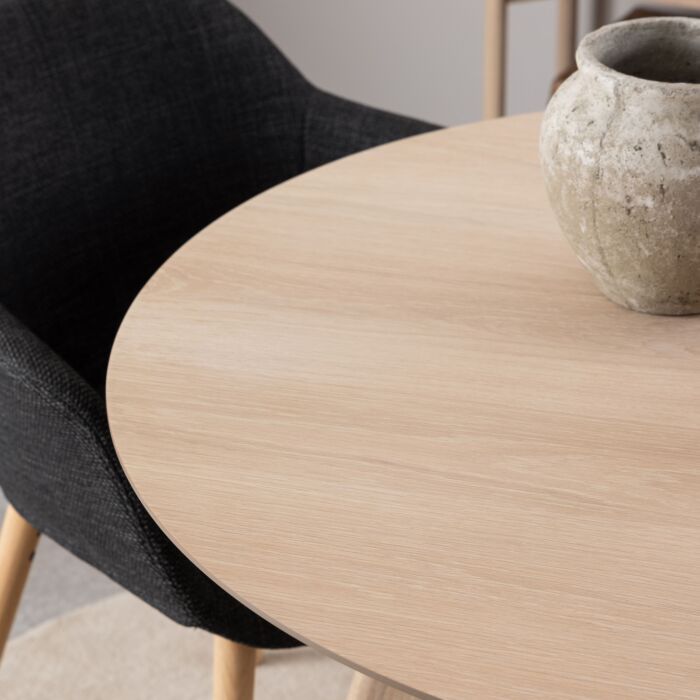 Townsville Round Dining Table In White And Oak