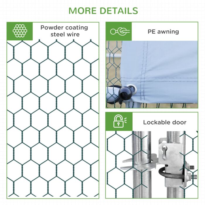 Pawhut Galvanised Walk In Chicken Run W/ Cover 6 X 3 X 2m Silver