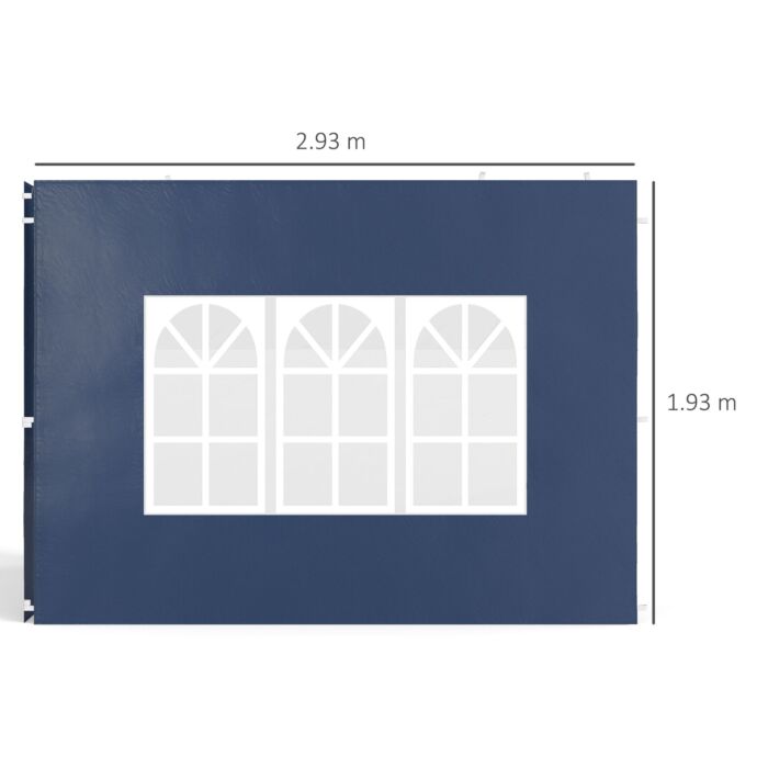 Outsunny Set Of Two 3 X 3(m) Gazebo Frame Replacement Walls - Blue