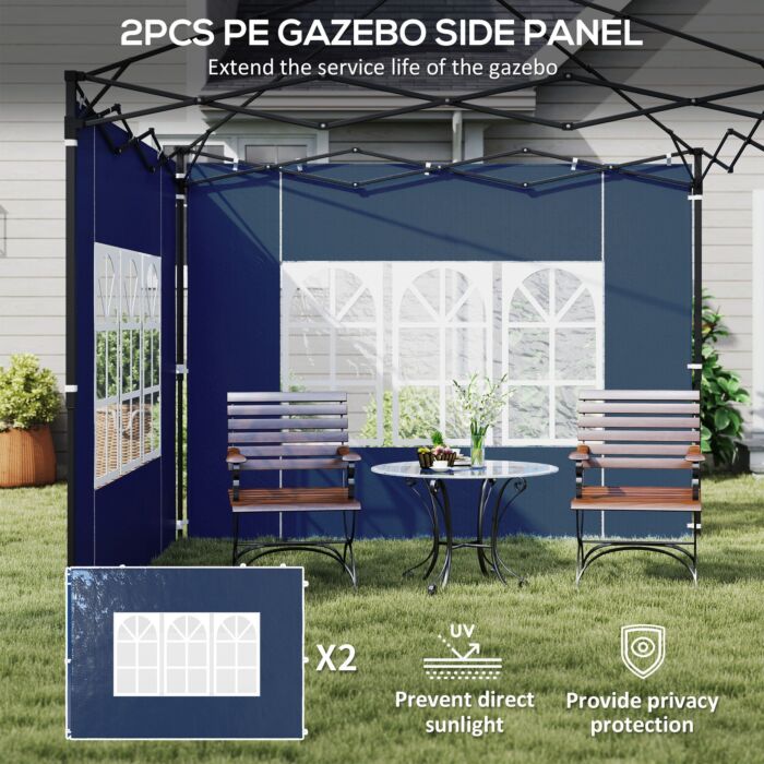 Outsunny Set Of Two 3 X 3(m) Gazebo Frame Replacement Walls - Blue