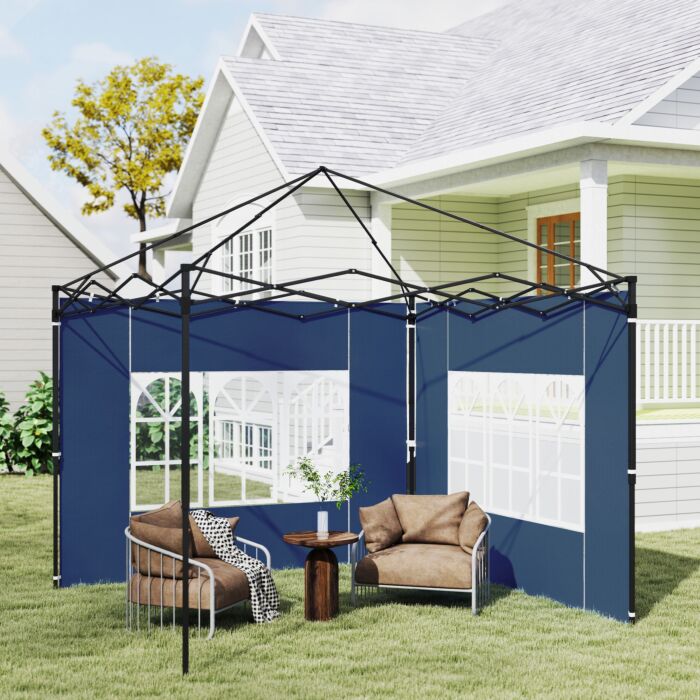 Outsunny Set Of Two 3 X 3(m) Gazebo Frame Replacement Walls - Blue