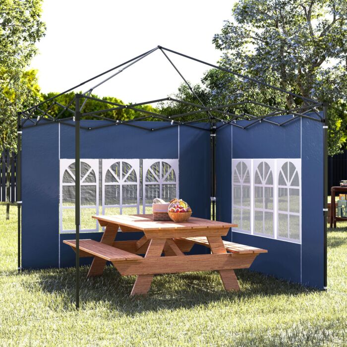 Outsunny Set Of Two 3 X 3(m) Gazebo Frame Replacement Walls - Blue
