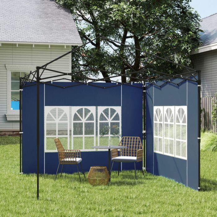 Outsunny Set Of Two 3 X 3(m) Gazebo Frame Replacement Walls - Blue